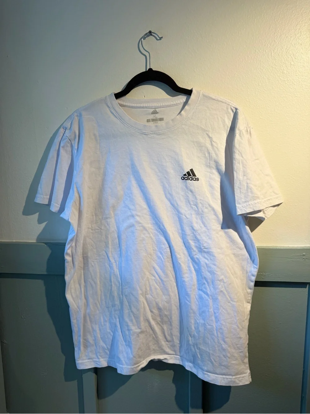 adidas White Short Sleeve Crew T-Shirt with Black Logo